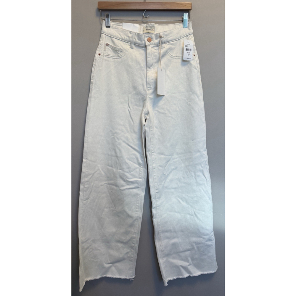 DL1961 Hepburn Wide Leg Jeans Women’s Size 27 Eggshell High‎ Rise Raw Hem NWT